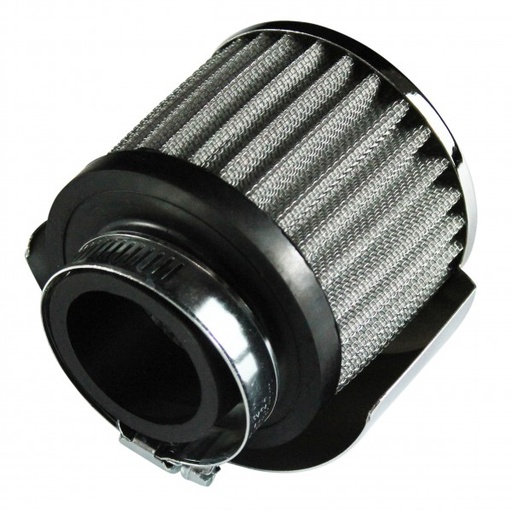 [66-020] Valve Cover Breather Clamp On 1-3/8"(35mm) Id Chrome Top+Shield White Element