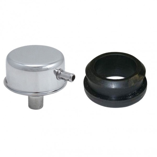 [66-039] Valve Cover Breather Cap Push In 3/4"(19mm) Neck Inbuilt Pcv Chrome + Grommet