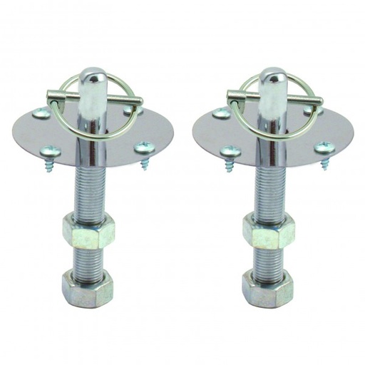 [66-261] Hood Pin Kit Torsion Clip Type Chrome with 2 ea posts, scuff plates, etc