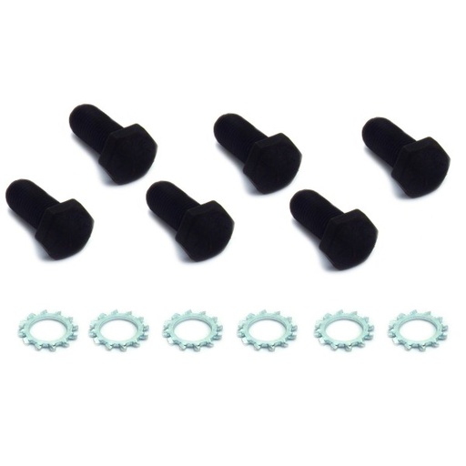 [66-346] Ford GM Chevrolet Grade 8 Flywheel Bolt 7/16" x 1" + Lock Washers Set 6