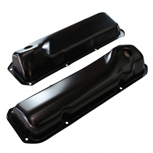 [66-484] Valve Covers Ford Cleveland V8 302-351-400M Black Steel with holes-pr