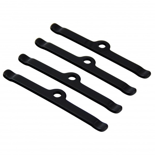 [66-498] Valve Cover Hold Down Tabs Black Steel Long Set 4
