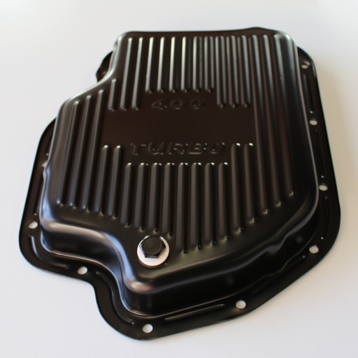 [66-547] Transmission Pan GM Turbo 400 Finned Black Steel 2" Depth fit Holden