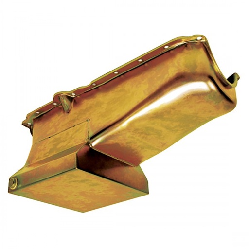 [66-698] Oil Pan Chevrolet Sm Block 283-350 1986 on Extra Capacity 1pce Rear Main Zinc