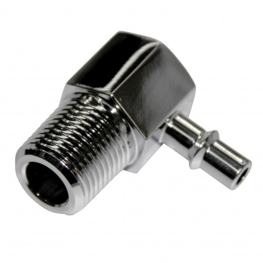 [66-704] Chrome Aluminium Fitting 90 Degree 1/4" Barb Male x 3/8" Npt Thread