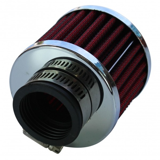 [68-060] Valve Cover Breather Clamp On 1-3/8"(35mm) Id Chrome Top Red Element