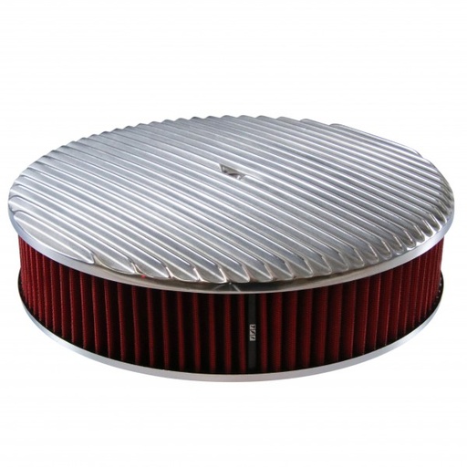 [68-419] Full Finned Aluminium Air Cleaner 14" x 3" Holley Edelbrock Red Cotton Filter