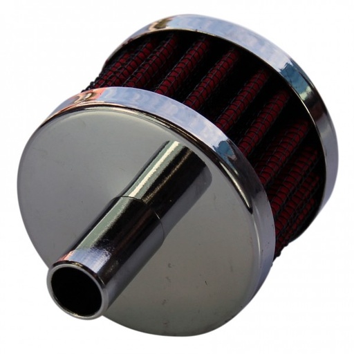 [68-505] Vent Tube Breather Crankcase 1/2"(13mm) Chrome Top Red Element