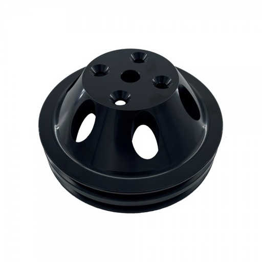 [69-249] Pulley Water Pump Double Groove Lwp Black Alloy Small Block Chevrolet 265-400
