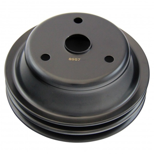 [69-259] Pulley Crankshaft Double Groove Lwp Black Steel Small Block Chevrolet 265-400