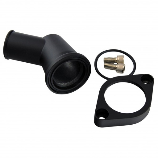 [69-282] Water Neck Chevrolet Small Big Block 45 Degree Black Alloy Swivel 360 Degree