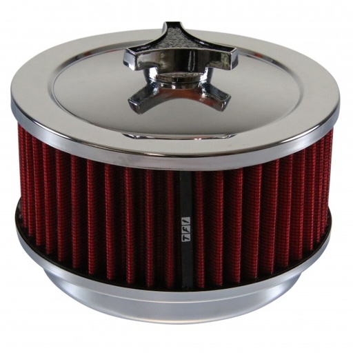 [69-600] Chrome Air Cleaner 6-3/8" Wide x 3" Tall Suit Holley Carb Red Washable Element