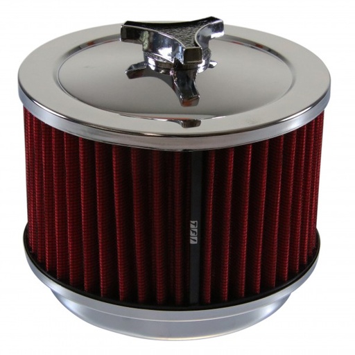 [69-602] Chrome Air Cleaner 6-3/8" Wide x 4" Tall Suit Holley Carb Red Washable Element