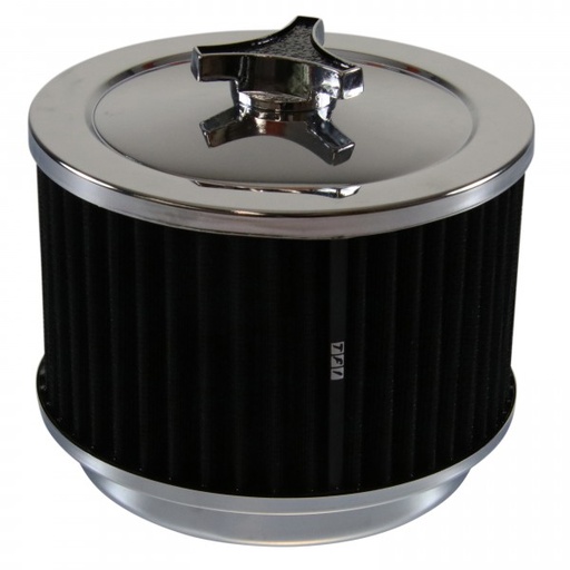 [69-603] Chrome Air Cleaner 6-3/8" Wide x 4" Tall Suit Holley Carb Black Washable Element
