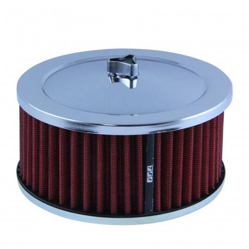 [69-632] Chrome Air Cleaner 6-3/8" Wide x 3" Tall Suit 2-5/8" Carb Red Washable Element