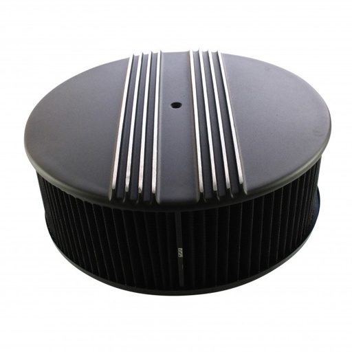 [69-699] Black Alloy Dual Centre Finned Air Cleaner 14" x 5" Holley Edelbrock Black Filte