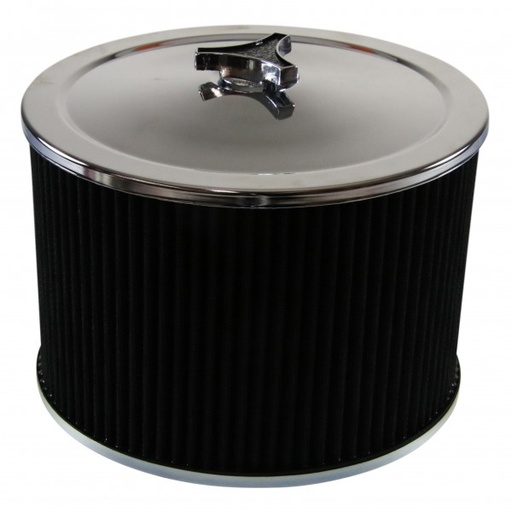 [69-700] Chrome Air Cleaner 9" Wide x 6" Tall Suit 2-5/8" WW Stromberg Carb Black Element