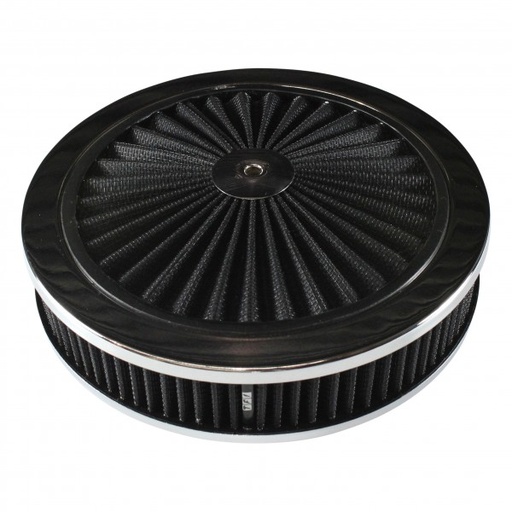 [69-703] Extraflow Black Chrome Air Cleaner Filter 9"x 2" Assy fit Stromberg 2-5/16" Base