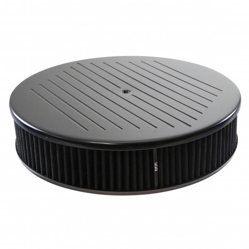 [69-711] Black Ball Milled Aluminium Air Cleaner 14" x 3" Holley Edelbrock Black Filter