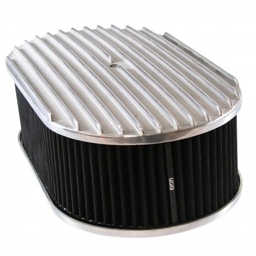 [69-726] Oval Full Finned Air Cleaner 15" x 4" Holley Edelbrock Quadrajet Black Filter