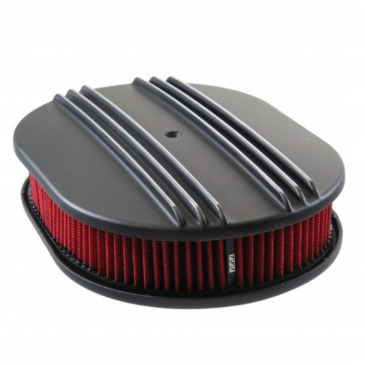 [69-729] Oval Black Dual Centre Finned Air Cleaner 12" x 2" Holley Edelbrock Quadrajet