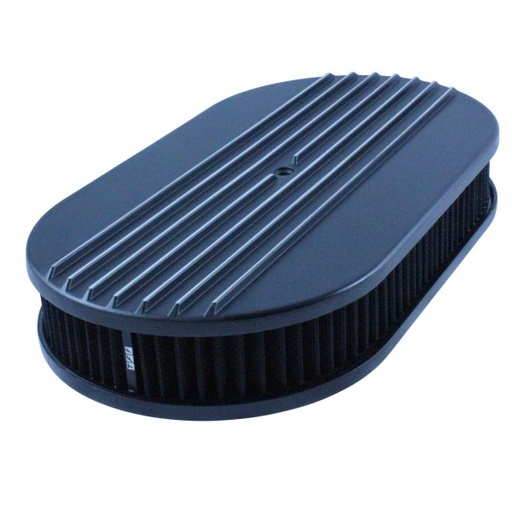 [69-732] Oval Black Half Finned Air Cleaner 15" x 2" Holley Edelbrock Quadrajet Carter