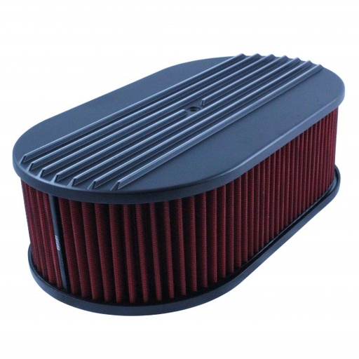 [69-733] Oval Black Half Finned Air Cleaner 15" x 4" Holley Edelbrock Quadrajet Carter