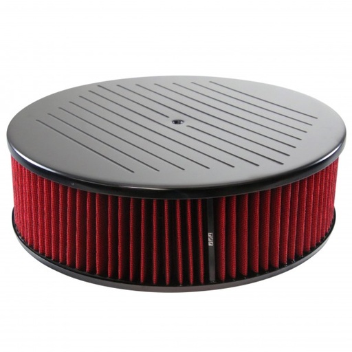 [69-741] Black Ball Milled Aluminium Air Cleaner 14" x 4" Holley Edelbrock Red Filter