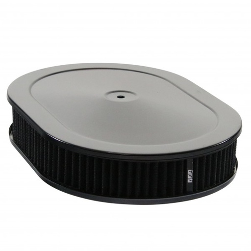 [69-744] Oval Black Steel Air Cleaner 12" x 2" Holley Edelbrock Quadrajet Black Filter