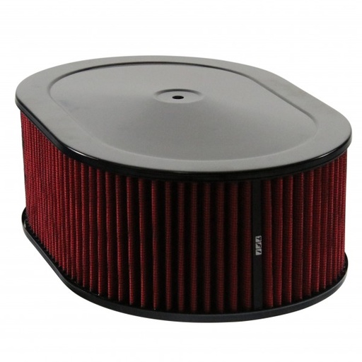 [69-747] Oval Black Steel Air Cleaner 12" x 4" Holley Edelbrock Quadrajet Red Filter
