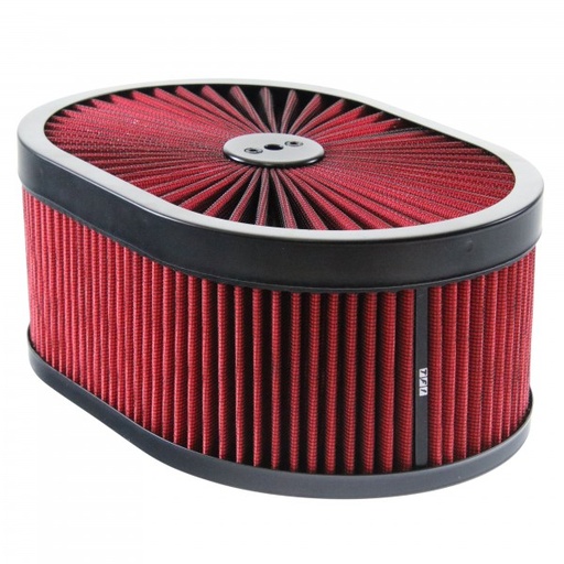 [69-748] Oval Extraflow Black Edge Red Air Cleaner 12"x 4" Holley Edelbrock Quadrajet