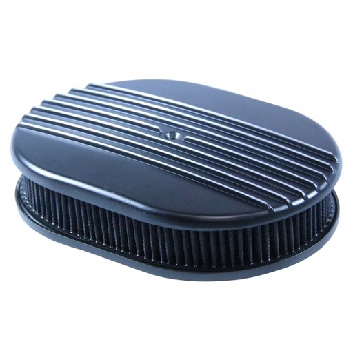 [69-763] Oval Black Half Finned Air Cleaner 12" x 2" Holley Edelbrock Quadrajet Carter