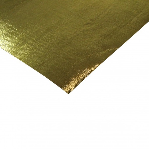 [821202] Heat Shield Gold Mat 620mm x 650mm Aluminised Fibreglass + adhesive Rated 590C