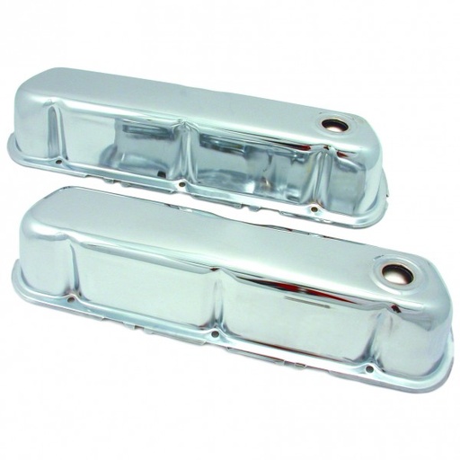 [9237] Valve Covers Chrome Ford Windsor V8 260-289-302-351 OEM Height Baffled-pr
