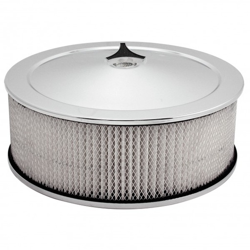 [AF145R] Chrome Air Filter Cleaner 14" x 5" Holley Rochester Recessed Base Paper Element