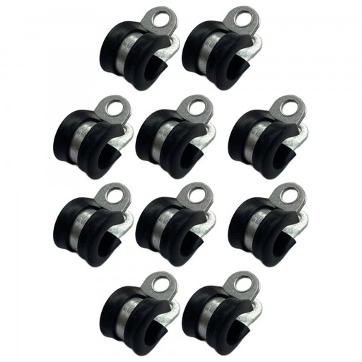 [CC10-10] Rubber Lined P Clip Cushion Clamps 10mm - 10 Pack