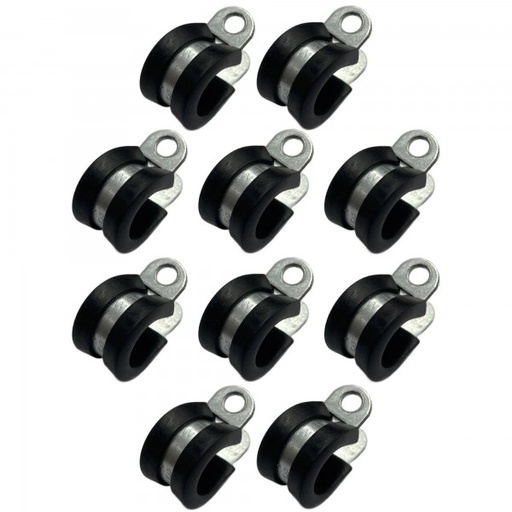 [CC13-10] Rubber Lined P Clip Cushion Clamps 13mm - 10 Pack