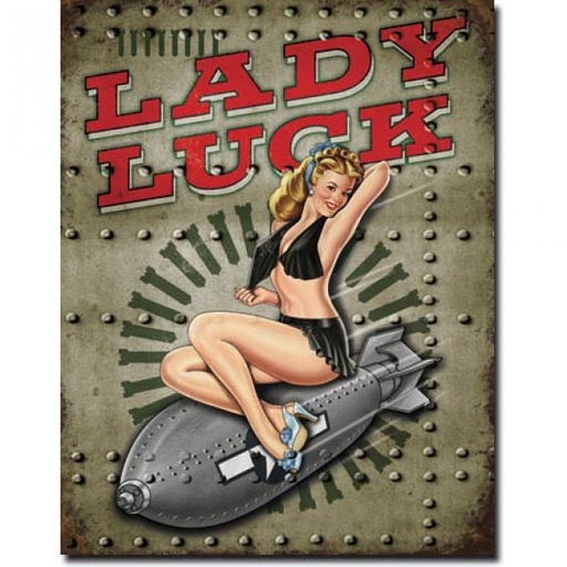 [MSI1627] Lady Luck On Bomb Metal Sign Reproduction 32cm x 41cm
