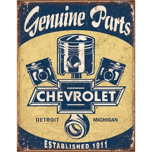 [MSI1722] Chevrolet Genuine Parts with Pistons Metal Sign Reproduction 32cm x 41cm