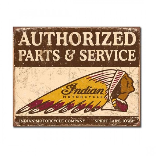 [MSI1930] Indian Motorcycle Authorised Parts and Service Metal Sign Repro 41cm x 32cm