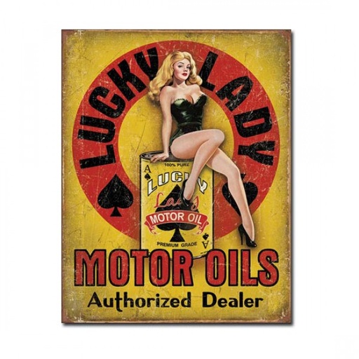 [MSI1998] Lady Luck Motor Oils Authorized Dealer Metal Sign Reproduction 32cm x 41cm
