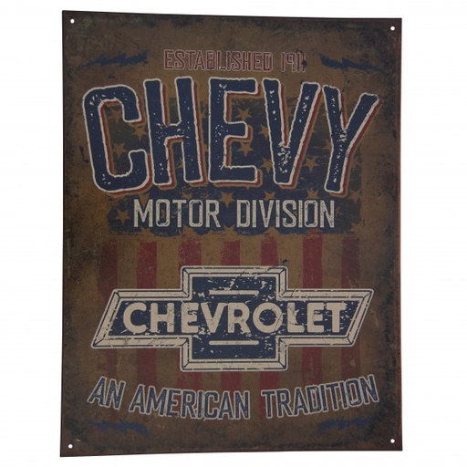 [MSI2204] Chevy Chevrolet Motor Division Metal Sign Reproduction 32cm x 41cm