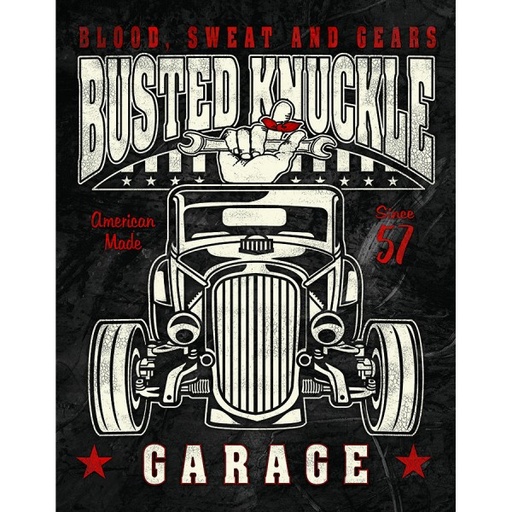[MSI2298] Blood Sweat and Gears Busted Knuckle Garage Metal Sign Reproduction 32cm x 41cm
