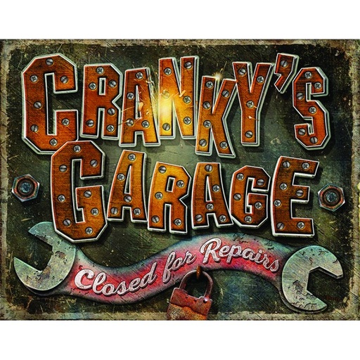 [MSI2379] Crankys Garage Closed For Repair Metal Sign Reproduction 41cm x 32cm