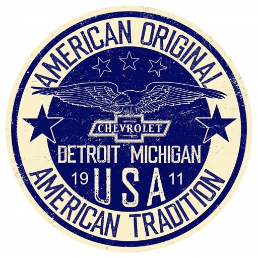 [MSI2395] Chevy American Original American Tradition Metal Sign Reproduction 30cm Round