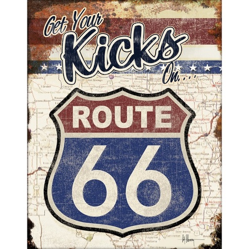 [MSI2411] Route 66 Get Your Kicks Metal Sign Reproduction 32cm x 41cm