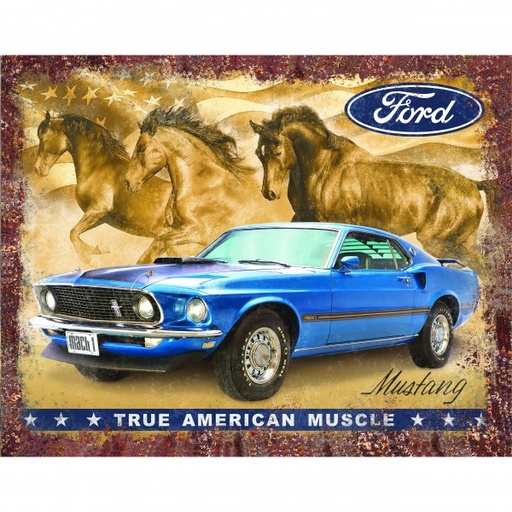 [MSI2470] Mustang True American Muscle Metal Sign Reproduction 41cm x 32cm