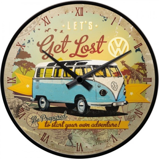 [NA51058] Wall Clock VW Get Lost Kombi - 30cm