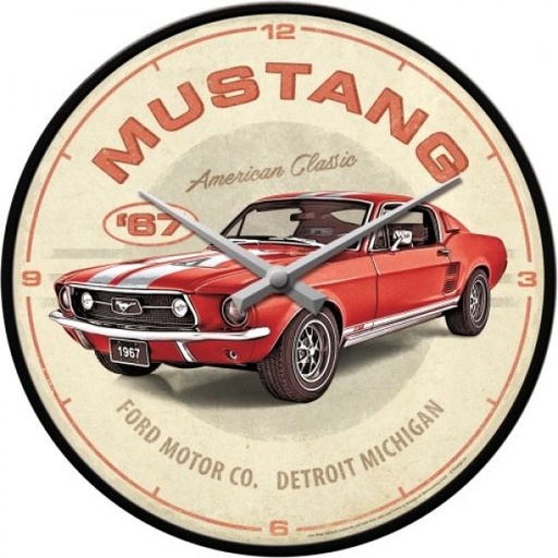 [NA51208] Wall Clock Ford Mustang GT 1967 Red - 30cm