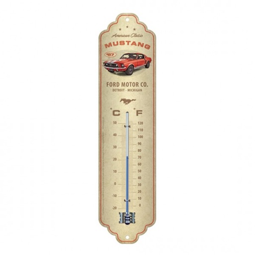 [NA80366] Thermometer Ford Mustang GT 1967 Red C+F 6.5cm x 28cm In Hang Sell
